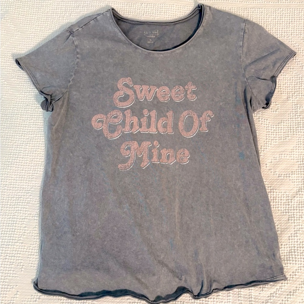 Isabel Maternity by Ingrid & Isabel Gray Tee with Pink Glitter Graphic